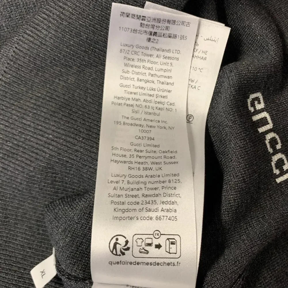 GUCCI Size XL Grey Dark Grey Knitted Silk Cotton Crew Neck Pullover